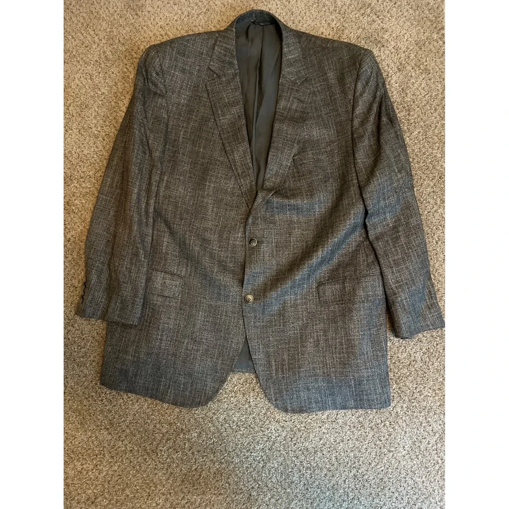 Jack Victor Men Blazer 48L Gray Double Vented 2 Button Sport Coat Bamboo Viscose